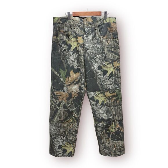 Wrangler Mossy Oak Breakup Camo Jeans Men 34x30 Double Knee Hunting Fishing Camp - Picture 2 of 10